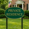 thumbnail image 6 of 10" x 18" Large Oval Private Residence Statement Plaque Sign with Lawn Stakes - Green/Gold, 6 of 6