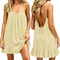 thumbnail image 2 of BOOMNY Women's Backless Cami Dress Spaghetti Strap Lounge House Midi Dresses Flowy Beach Summer Sundress, 2 of 8