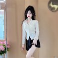 thumbnail image 5 of Japan Korean Jk Uniforms Pure Desire White Women Shirt Blouse Spring Autumn College Slim Fit Spicy Girl Long Sleeved Bottom Top, 5 of 5