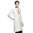 thumbnail image 2 of In-Sattva Men's Indian Embroidered Banded Collar and Placket Royal Kurta Tunic; White; MD, 2 of 6