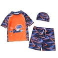 thumbnail image 1 of MIASHUI Boys 2 Piece Rash Guard Swim Set With Matching Trunks And Protective Swim Cap For Youth Swimming Pool And Beach Activities Orange,7-8Years, 1 of 8
