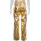 thumbnail image 5 of Pantalones de cuero Prolriy para mujer, pantalones casuales de otoño de cuero PU, pantalones de cintura alta con cierre de cremallera y botones metálicos, pantalones de calle con pierna ancha y, 5 of 5