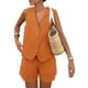 thumbnail image 1 of Conjunto de 2 Piezas PRETTYGARDEN Chaleco sin Mangas y Shorts Marrón Naranja Talla L, 1 of 8