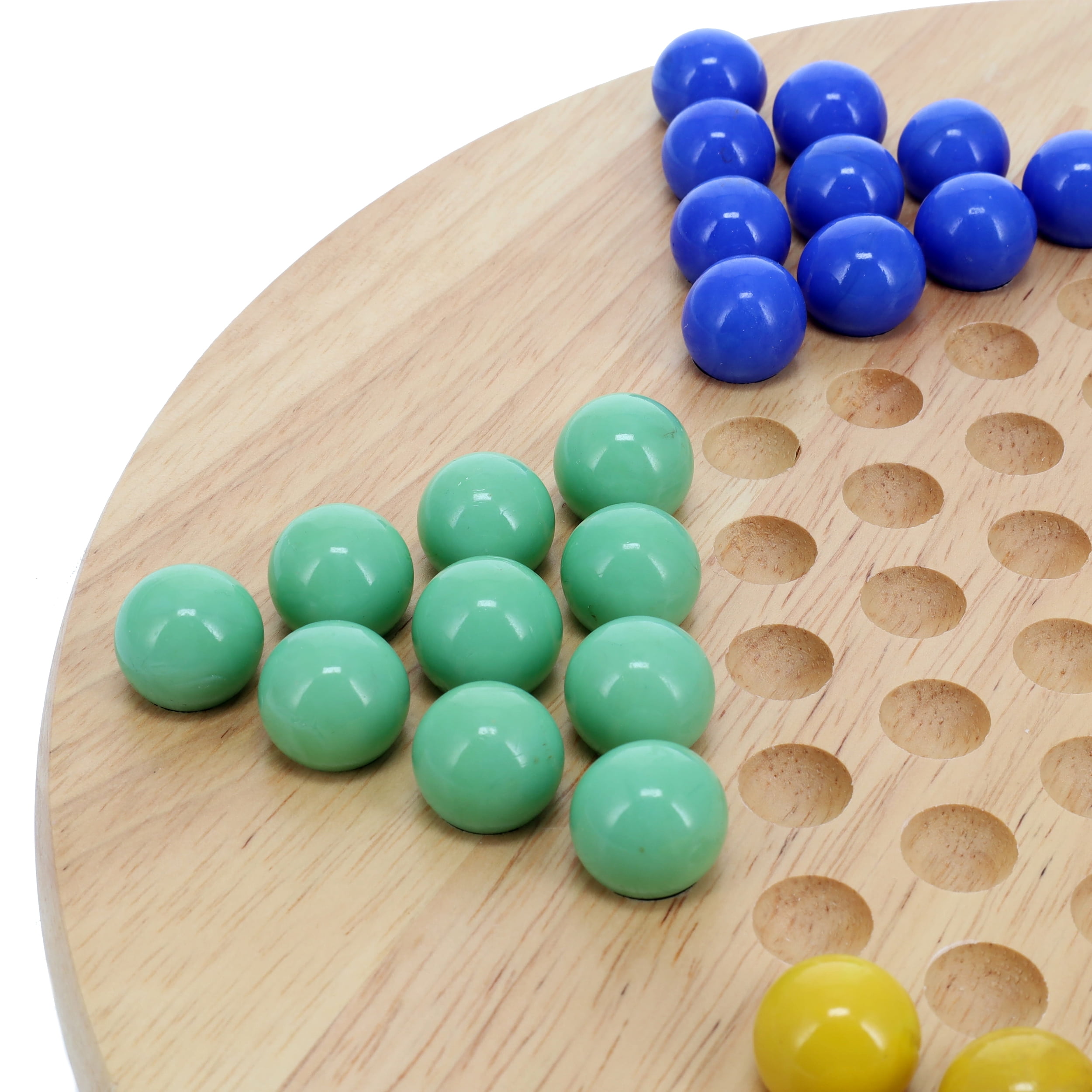 WE Games Solid Wood Chinese Checkers Board Game Set with Glass Marbles, 11.5 inches