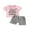 Pink, variant on Hirigin Toddler Baby Girl Summer Clothes 6 12 18 Months 2T 3T 4T Short Sleeve Letter Print Shirt Tops Solid Color Shorts 2Pcs Outfits Sets