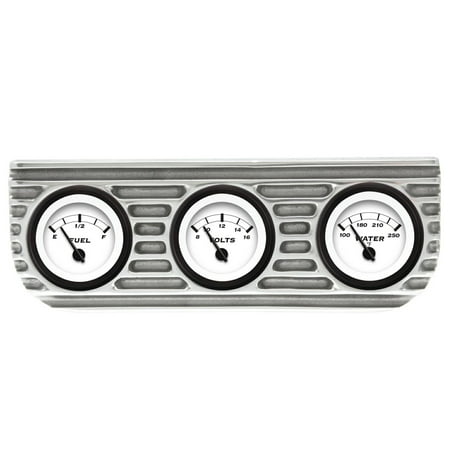 Fuel Gauge Bezel - Vintage Finned 3 Gauge Bezel Mount w/ Aurora Fuel Volt and Water Gauges early