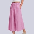 thumbnail image 2 of Wide Leg Palazzo Pants for Women Striped Flowy Trousers Elastic Waist Ankle Length Pockets Pink XL, 2 of 5