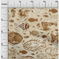 thumbnail image 2 of oneOone Cotton Silk Light Brown Fabric Asian Block Fish Quilting Supplies Print Sewing Fabric By The Yard 42 Inch Wide, 2 of 4