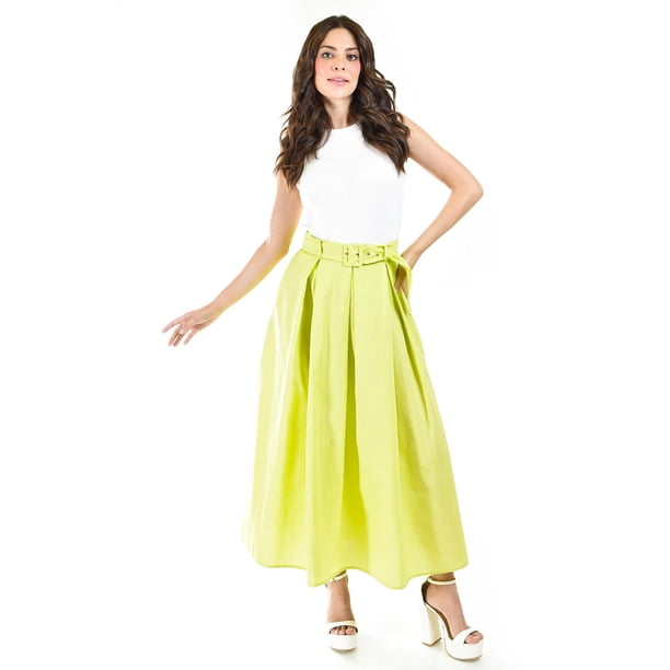 Falda midi con cinto Roman Fashion /Juvenil, 40883 (Lima) verde lima CH