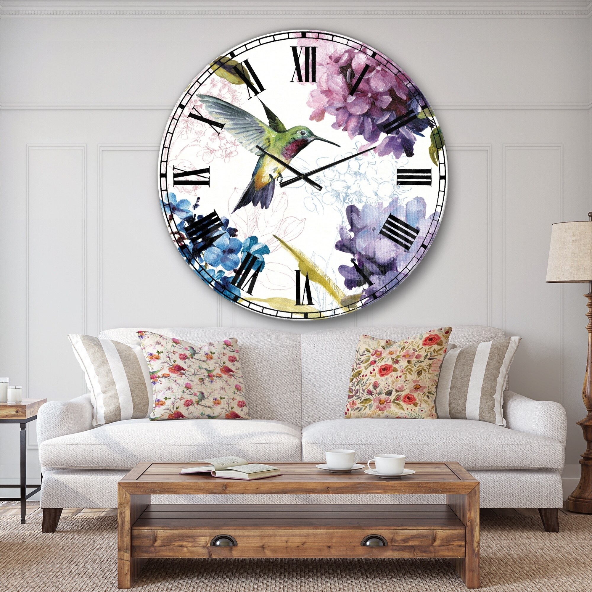 Designart Oversized Multicolor Analog Round Modern Traditional Wall Clocks, CLM30802-C23