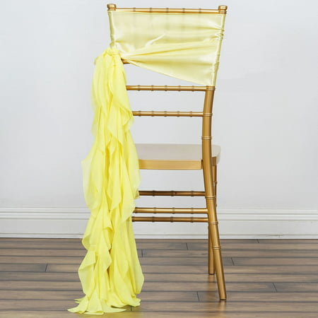 

Efavormart Yellow Chiffon Curly Chair Sash