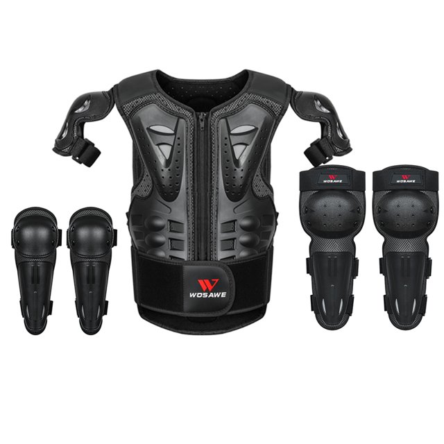 Kids Armor Vest Chest Spine Back Protector Vest with Elbow Knee Protector Pads Protective Gear Set for Cycling Skating Skiing Skateboarding