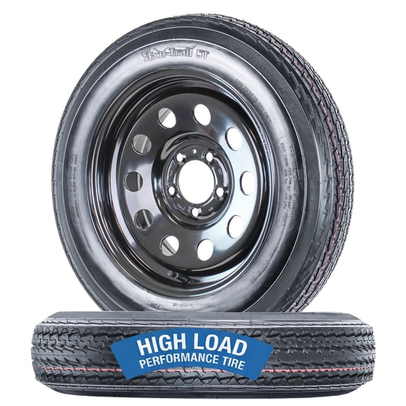 eCustomrim 2-Pk Trailer Tire On Rim 4.80-12 Load C 5 Lug Black Modular Wheel 2 Year Warranty