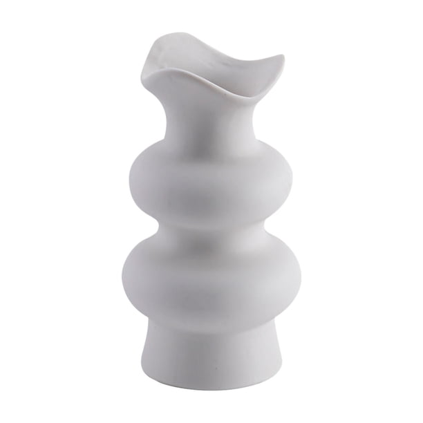 Jarrón de cerámica para flores, moderno, de color liso, esmerilado y decorativo. Blanco 16cm