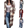 thumbnail image 2 of LinYooLi Chemise Longue Décontractée à Carreaux pour Femmes, Manteau Ample en Tartan, 2 of 2