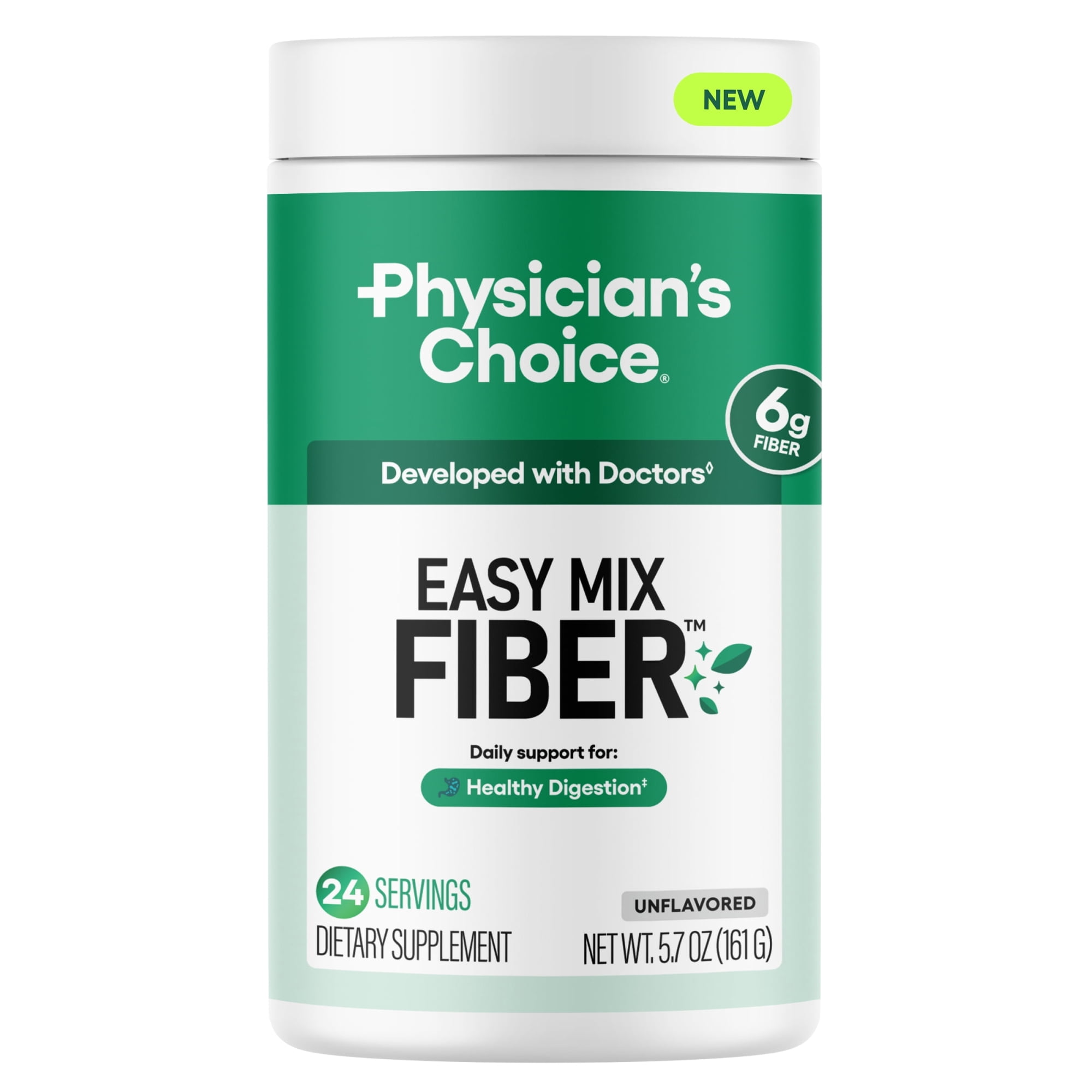Physician’s Choice Easy Mix Fiber Powder - GLP-1 Friendly, Sugar Free, No Grit, Tasteless 5.7oz