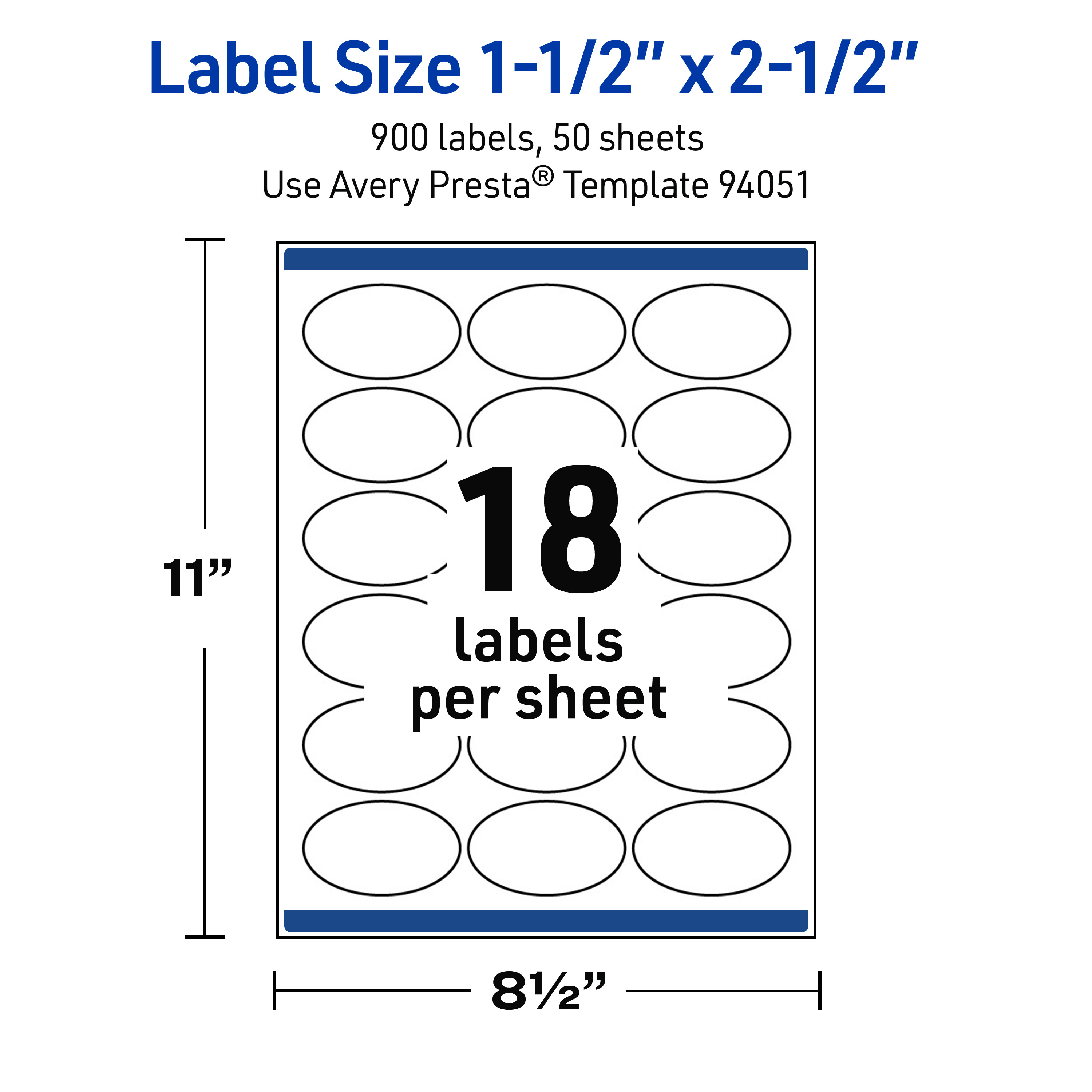 Avery Waterproof Oval Labels, 1.5" x 2.5", 900 Total