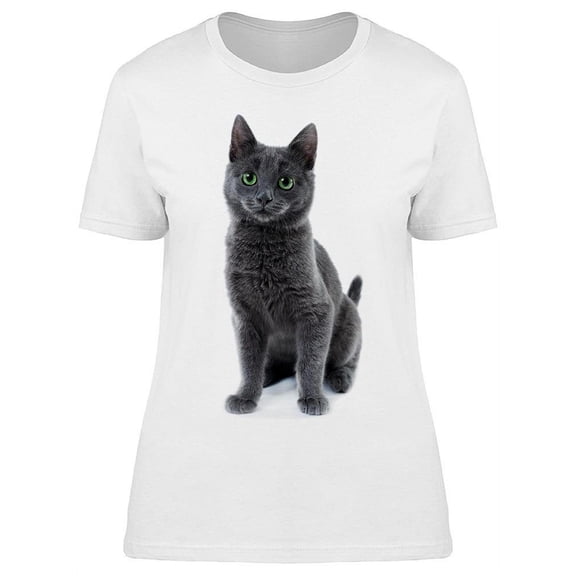 Super Gray Russian Young Kitten T-Shirt Women -Image by Shutterstock, Female Large