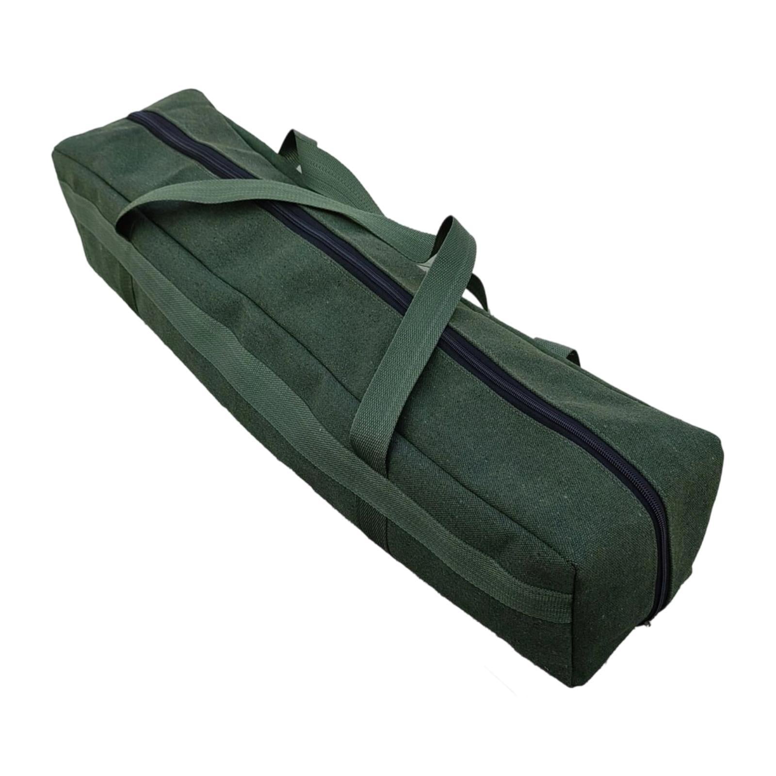 Canvas Tool Bag Zippered Tent Pole Storage Large Capacity Carry Bag for Fishing Camping Travelers