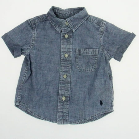 

Pre-owned Ralph Lauren Boys Blue Button Down Short Sleeve size: 9 Months