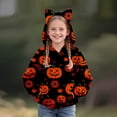 thumbnail image 3 of Mercatoo Girls Halloween Hoodies Kids Ghos𝐭 Pumpkin Graphic Hoodie Long Sleeve Cute Cat Ear 𝐇ooded Sweatshirts Pockets, 3 of 9