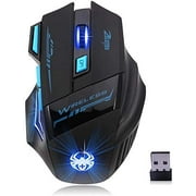 KUNOVA (TM) Wireless Optical Gaming Mouse, 2.4GHZ 4 DPI Adjustable USB Gaming Mice with Fire Key & Cool Breathing Light