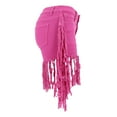 thumbnail image 4 of Pimfylm Jean Shorts for Women Juniors, Summer High Waisted Stretchy Frayed Raw Hem Tassels Denim Shorts Hot Pink, S, 4 of 6