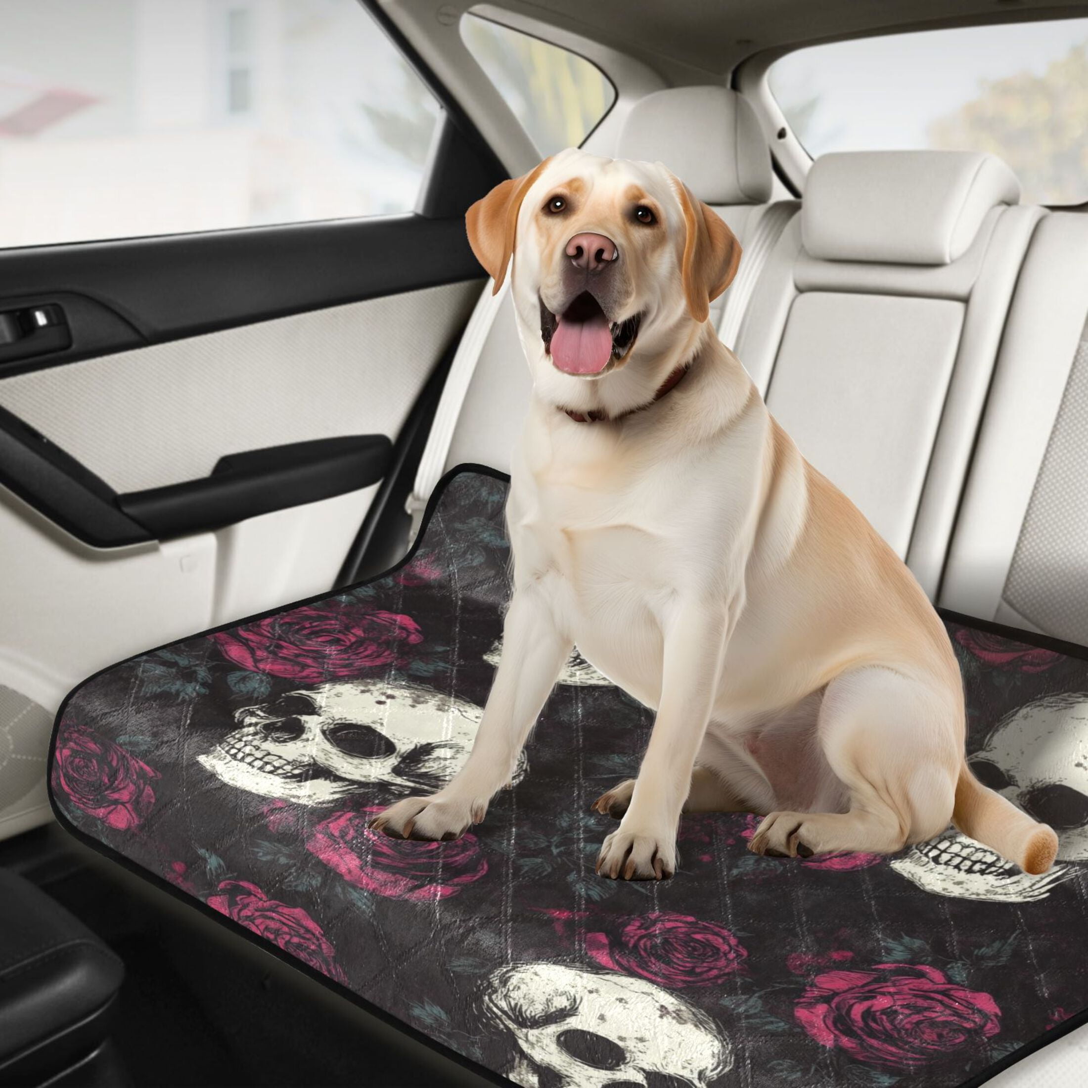 Qxltty Skull Burgundy Roses Pattern Cat litter Pads Pet Set of 3 Diaper Mats Center Anti-leakage Layer Absorbent Soft and Comfortable
