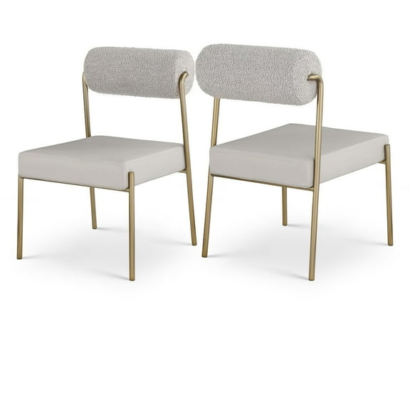 Meridian Furniture Carly Taupe Faux Leather / Boucle Dining Chair (Set of 2)