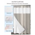 thumbnail image 2 of No Hook Cloth Fabric Shower Curtain with Snap in Liner, Beige Striped Waterproof Shower Curtains Set with See Through Top Window, Grey Geometric Minimalist Modern Artwork Bath Curtains Shower 48"x72", 2 of 6