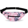 thumbnail image 1 of Riñonera MAXTOP Hoja Rosa con Conector para Auriculares y 4 Bolsillos con Cremallera para Mujer y Ho, 1 of 7