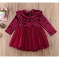 thumbnail image 5 of Styles I Love Little Girls Long Sleeve Ruffle Trim Velvet Tutu Dress Holiday Christmas Party Dresses, 5 of 6