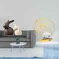 thumbnail image 2 of Estatua de cerámica de hoja, escultura, figura de conejo, obra de arte de hierro, decoración de mesa, artesanía moderna, regalo decorativo adecuado pa, 2 of 8