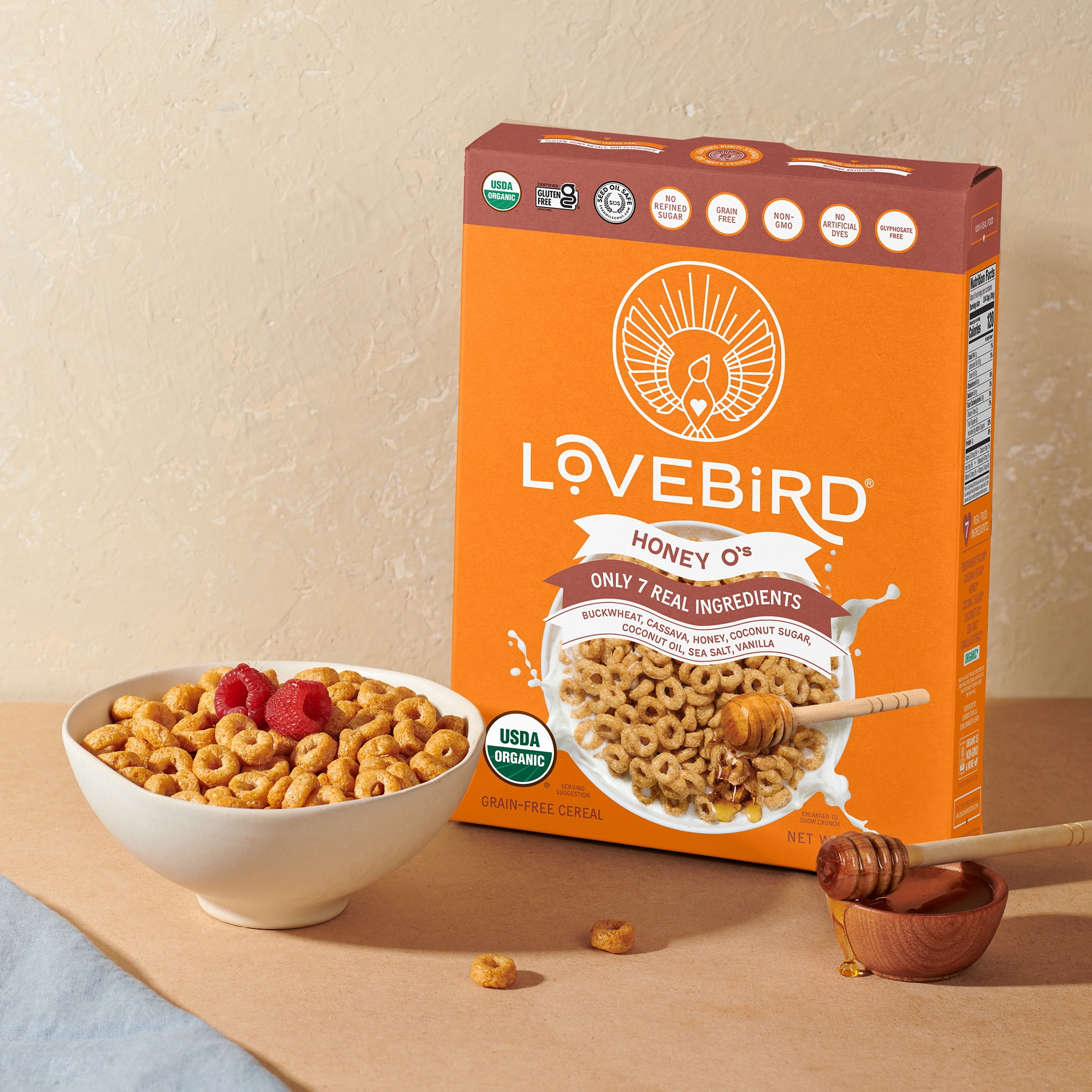 (6 pack) Lovebird Organic Grain Free Cereal - Honey