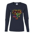 thumbnail image 2 of Keep It Wild Colorful Elephant Face Animal Lover Womens Graphic Long Sleeve T-Shirt, Navy, X-Large, 2 of 3