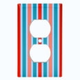 thumbnail image 2 of Metal Light Switch Wall Plate Outlet Cover (Vintage Red Teal Striped Wall - Single Duplex), 2 of 2