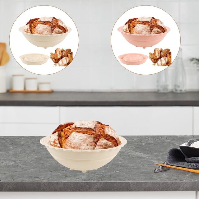 Juego de 2 cestas de silicona para levar pan, redondas, de 25 cm, para panaderos profesionales y caseros.