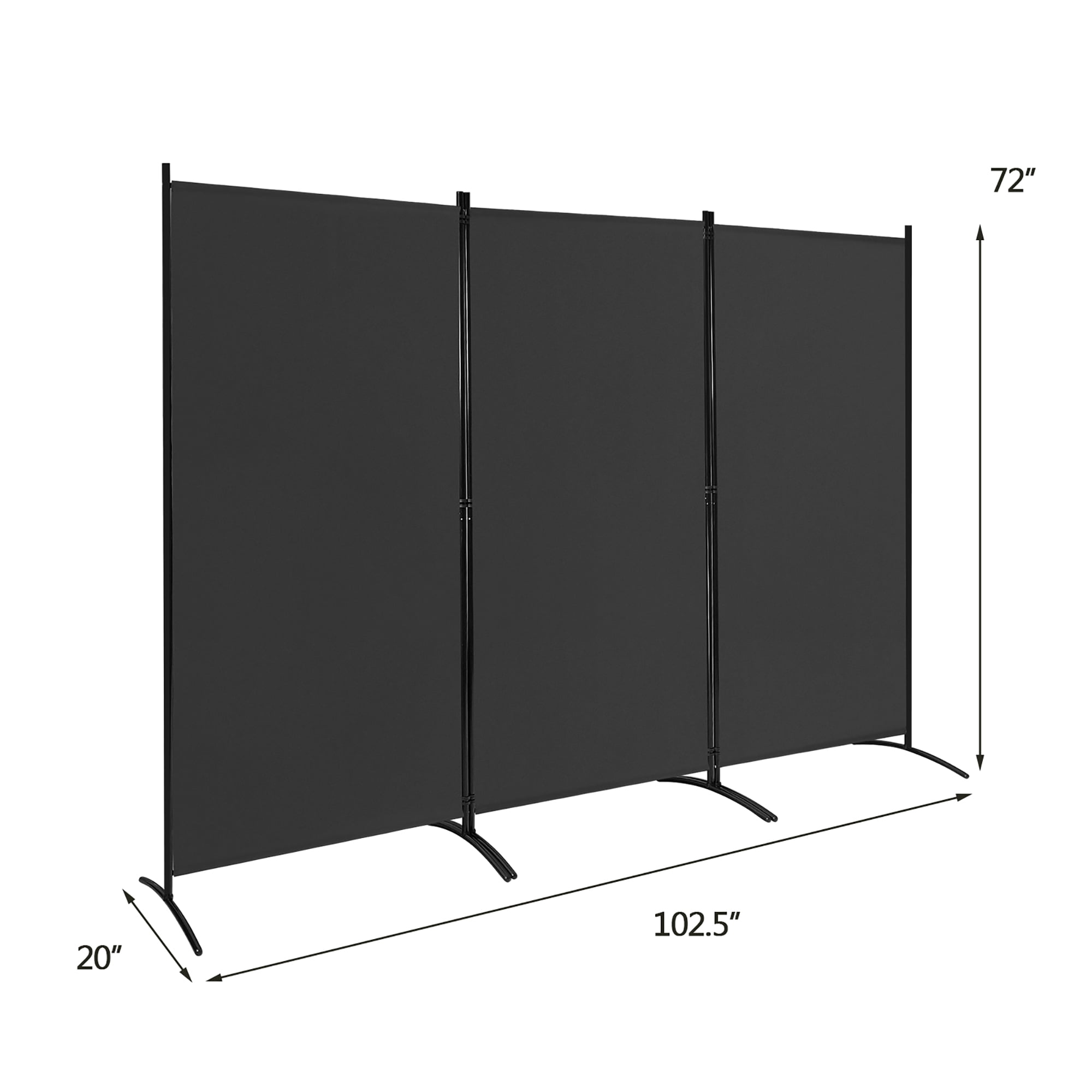 Costway 3-Panel Room Divider Folding Privacy Partition Screen for Office Room Black