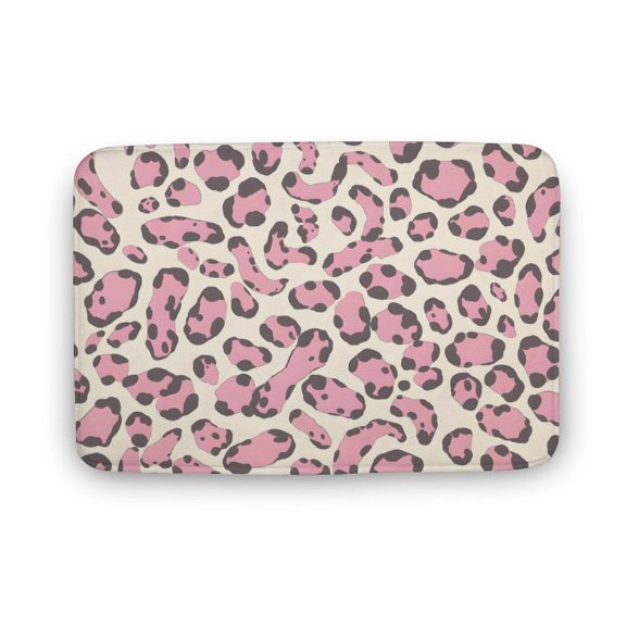 15.7"x23.6 " Thickening Coral Velvet Cushion Antiskid Super Absorbent Is Not Easy To Dirty Wool Fade Resistance For Master Bathroom Toilet Dresser Holiday Home Leopard Skin Print Style Pink_4