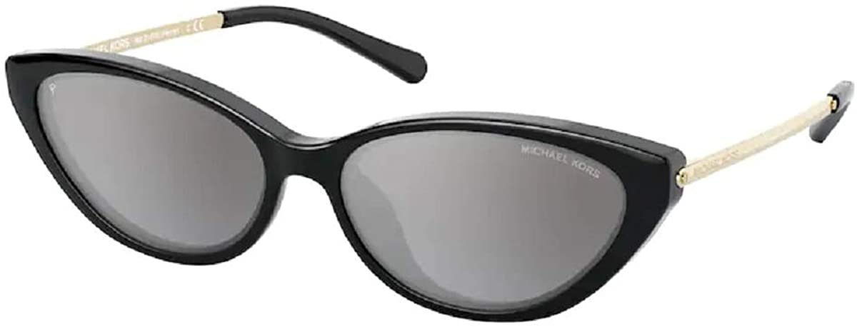 Michael Kors MK2109U PERRY 333282 57M Black/Silver Mirror Grey Gradient Polarized Cat Eye Sunglasses For Women+FREE Complimentary Eyewear Care Kit - image 1 of 3