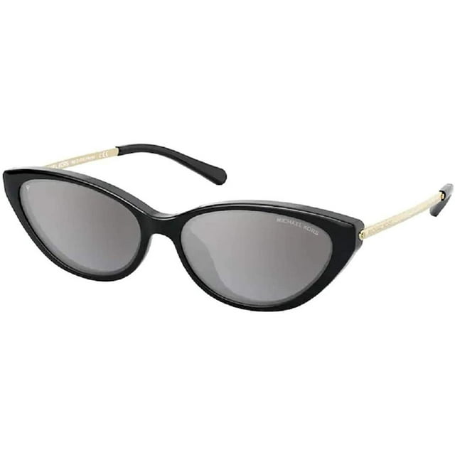 Michael Kors MK2109U PERRY 333282 57M Black/Silver Mirror Grey Gradient Polarized Cat Eye Sunglasses For Women+FREE Complimentary Eyewear Care Kit