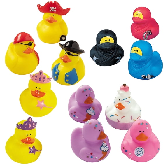 Fun Express 2" – 2 1/2" Bulk 48 Pieces Boys & Girls Rubber Ducks Assortment Kit