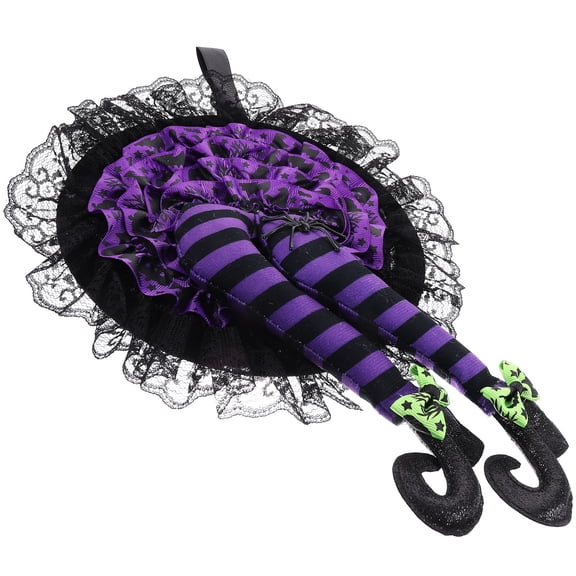 Raindrops Halloween Witch Leg Wreath Ornament Front Door Cloth Art Witch Leg Hanging Pendant