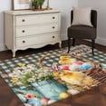thumbnail image 3 of Area Rug for Living Room, Easter Chicken Eggs Non-Slip Indoor Large Carpet for Bedroom/Dining Room, Spring Daisy Flowers Blue Brown Plaid Washable Low-Profile Rectangle Floor Runner Rugs - 4 x 6 Ft, 3 of 8
