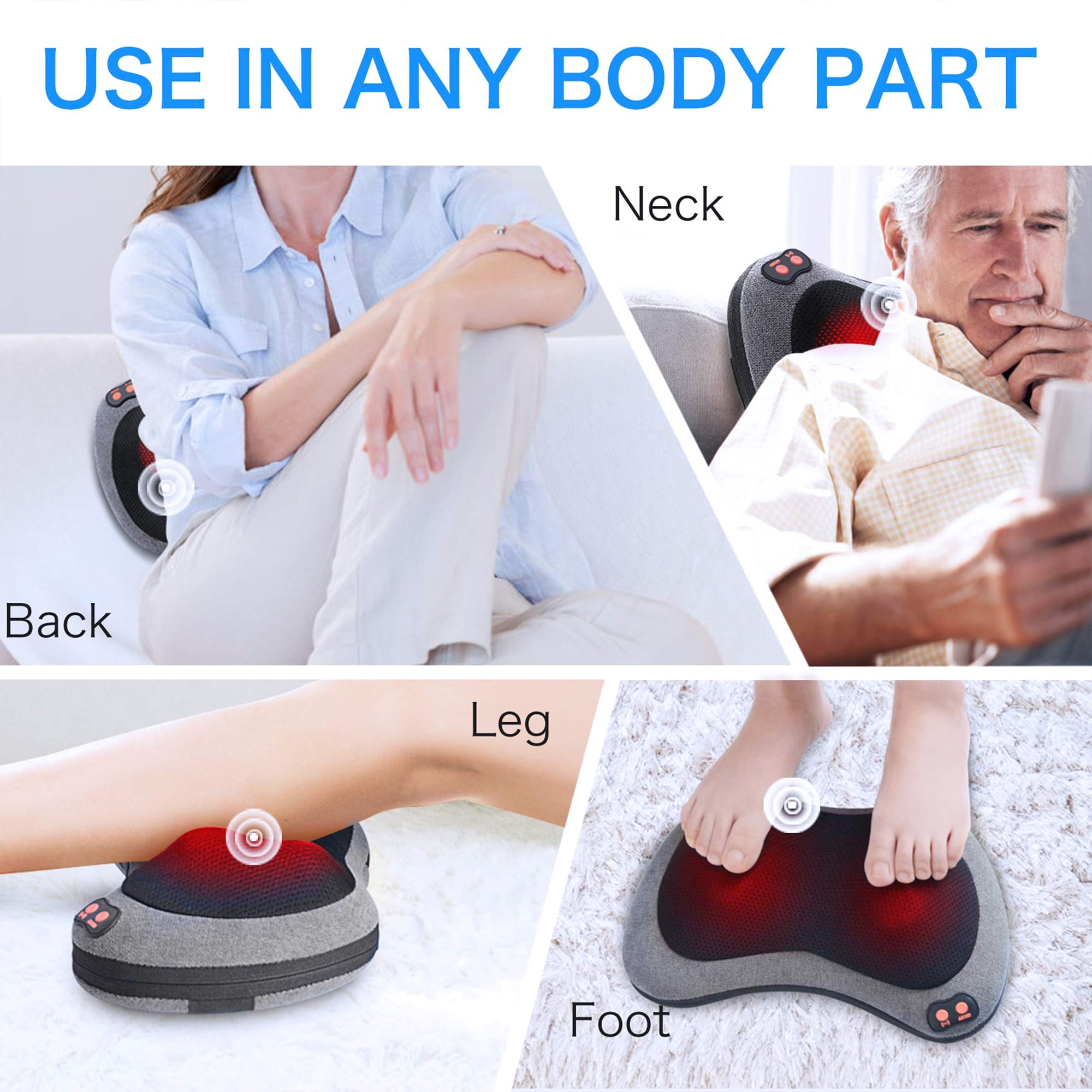 Ikristin Shiatsu Back and Neck Massager Ikristin Tissue Kneading Massage Pillow with Heat