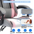 thumbnail image 4 of XINMICS Gaming Chair PU Leather Desk Chair Ergonomic Computer Chair, Gray Pink, 4 of 7