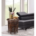 thumbnail image 6 of Homebia Designs Handcrafted Wooden Round Accent Table - Vintage Farmhouse Octagonal Side End Table with Intricate Carvings for Living Room, Bedroom, Entryway - 18x18 Inch - Burnt, 6 of 8