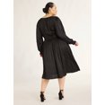 thumbnail image 3 of Scoop Women's & Women's Plus V Neck Plissé Midi Dress, Sizes XS-4X, 3 of 4