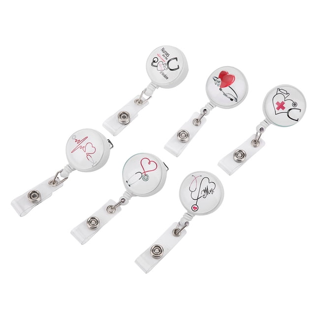 FAGINEY 6Pcs Retractable Badge Holder ID Badge Reels Clip Portable ID Name Card Badge Holders Accessory