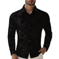 thumbnail image 2 of Dpytoraw Solid Color Lapel Button Cardigan Men Casual Loose Comfortable Trendy Foreign Trade Business Embossed Floral Long Sleeved Shirt Men’s Long Sleeve Shirts, 2 of 5